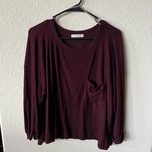 NWOT Maroon Long Sleeve Soft Ribbed Top (M/L)